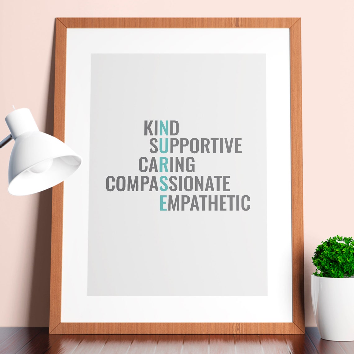 NURSE Kind Supportive Caring Compassionate Empathetic Gift Wall Print - Image 2