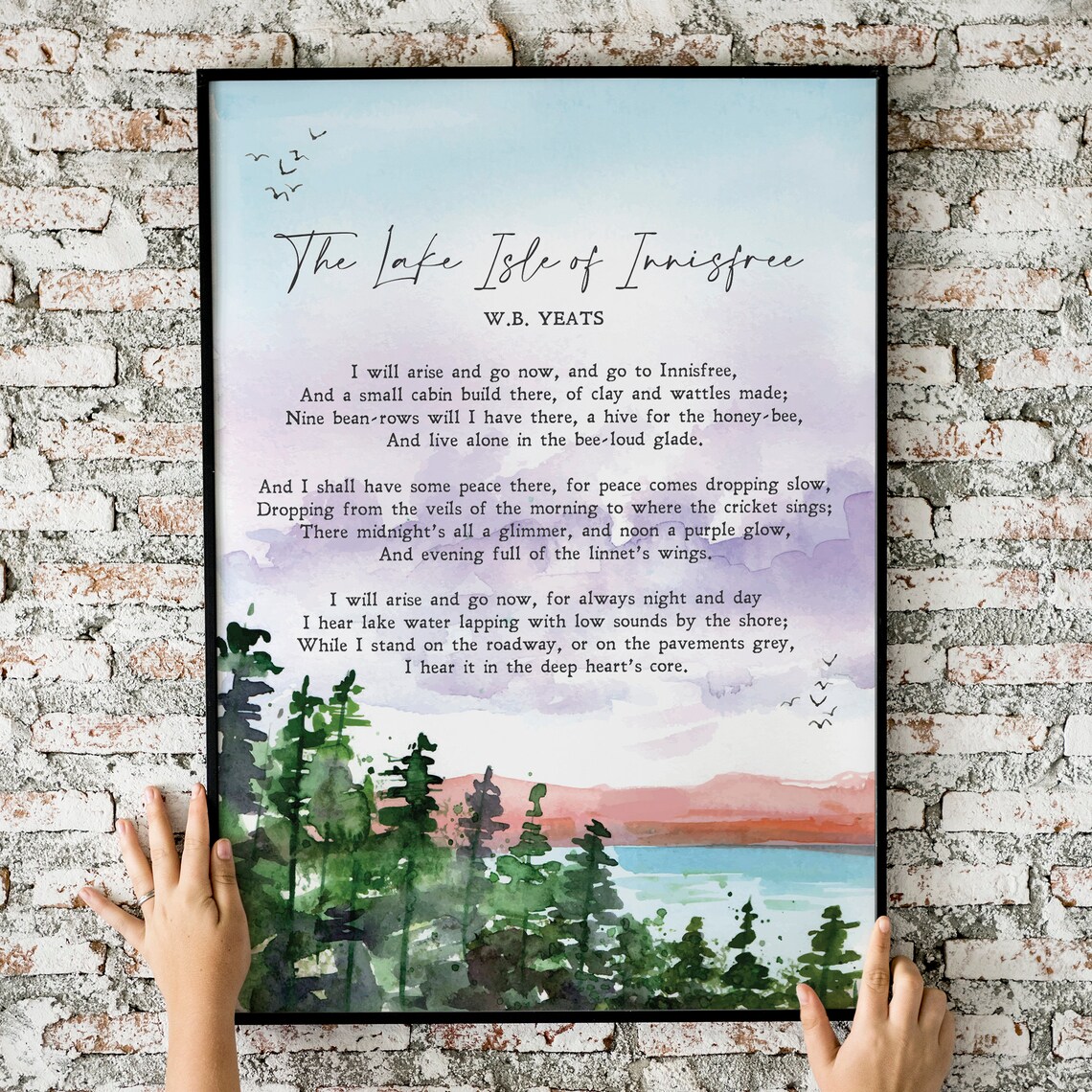 The Lake Isle Of Innisfree Yeats Poem Watercolor Lake Forest Poster - Image 3
