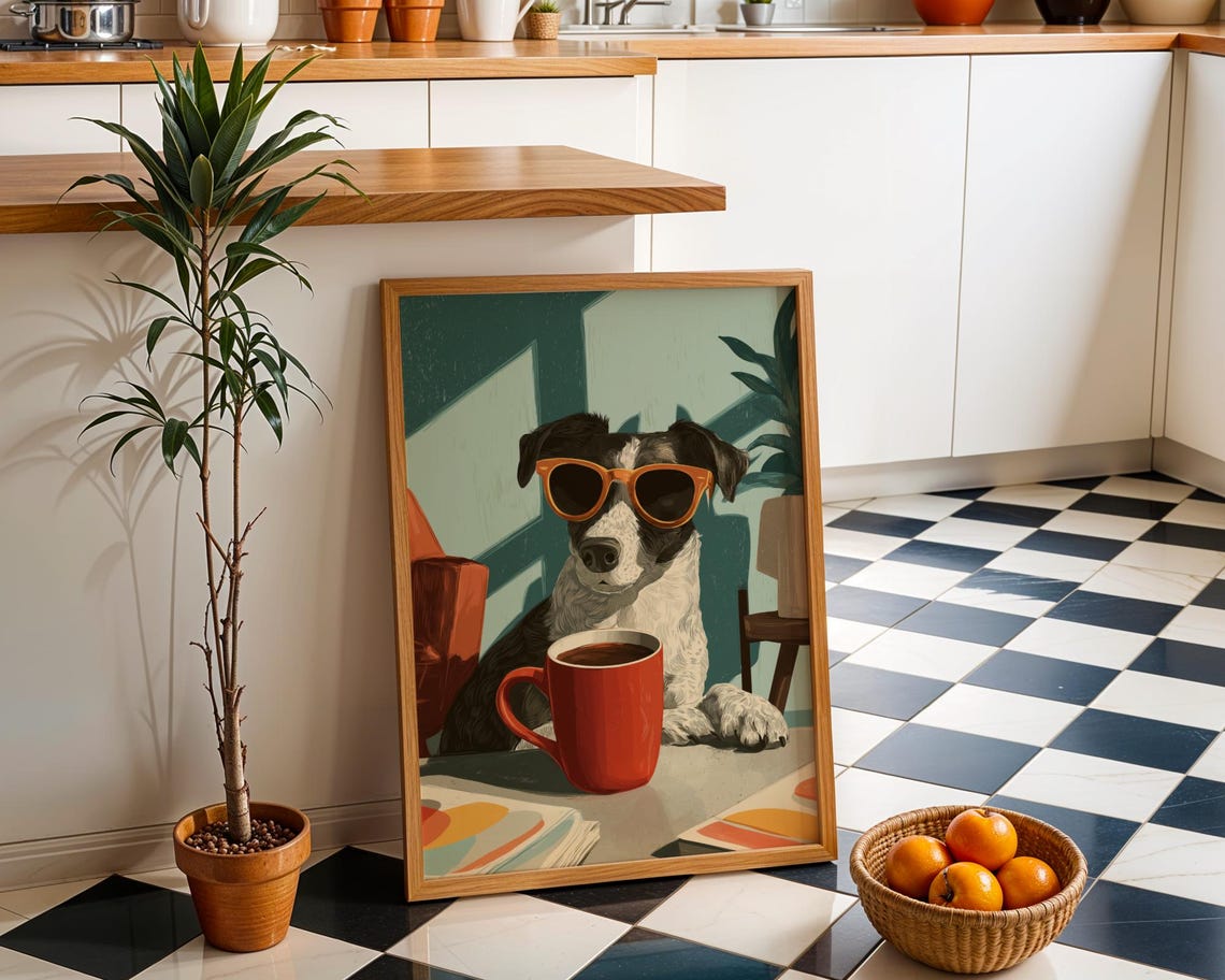 Jack Russell Terrier With Orange Sunglasses Red Mug Dog Poster