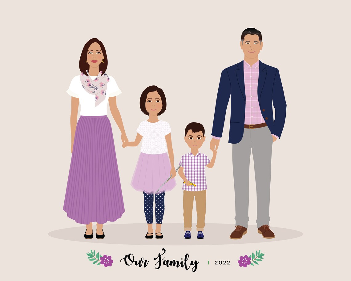 Custom Family Portrait, Personalized Family Art - Image 2