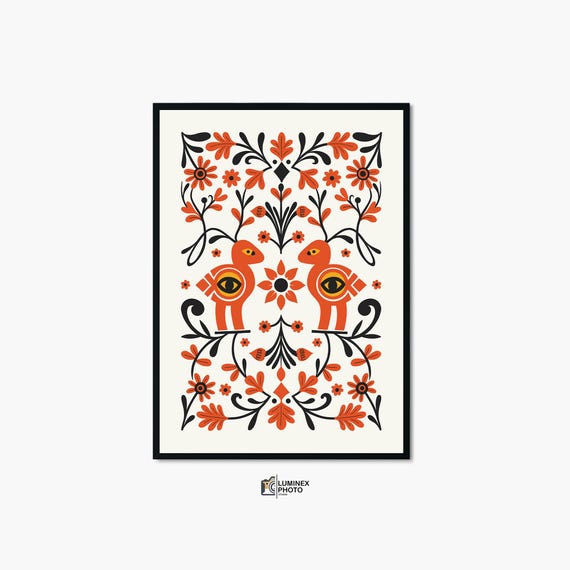 Instant Art Illustrationnordic Birds Abstract Print Scandinavian Wall Decor