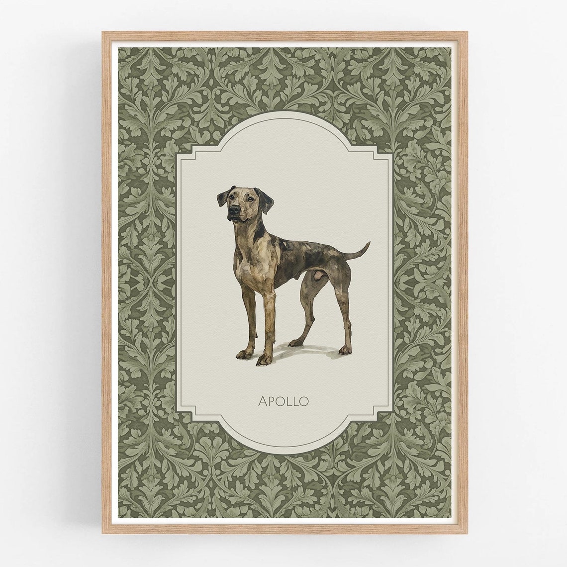 Custom Dog Portrait Pet Painting From Photo Living Room Wall Art Pet Memorial Gift William Morris Print Great Dane Watercolor Painting