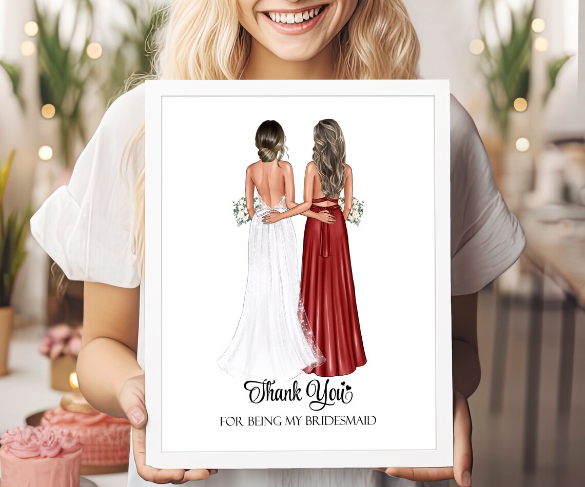 Custom Thank You for Being My Bridesmaid Wedding Portrait Poster
