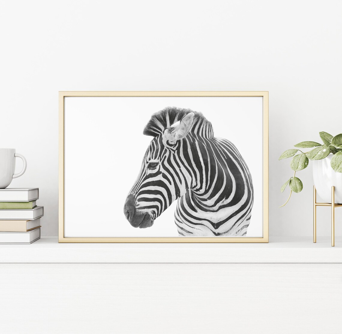 Black And White Zebra Profile Portrait Fine Art Photography Poster - Image 2