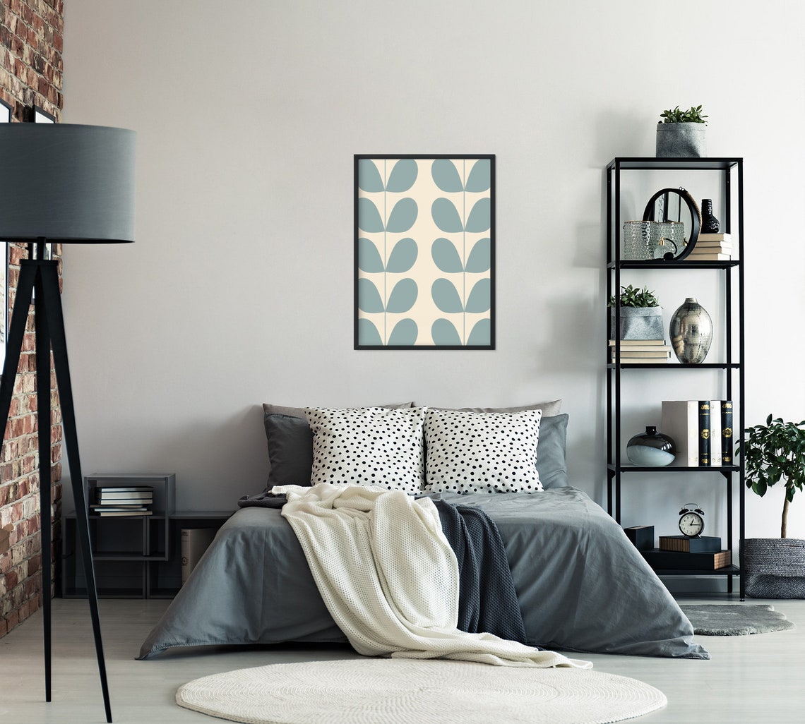 Mid Century Retro Blue Minimalist Wall Art Print - Image 3