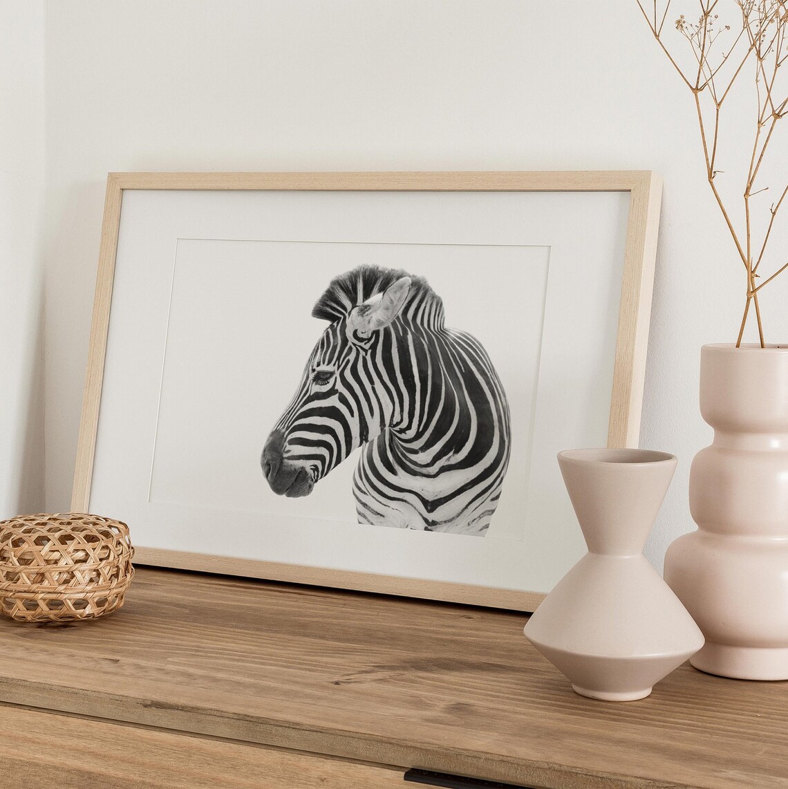 Black And White Zebra Profile Portrait Fine Art Photography Poster - Image 3