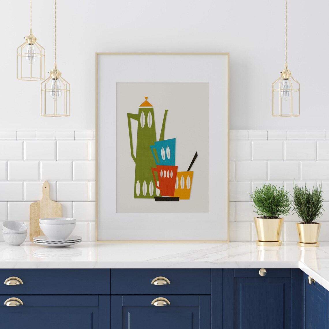 Mid Century Modern Teapot Kitchen Wall Art Print - Image 3