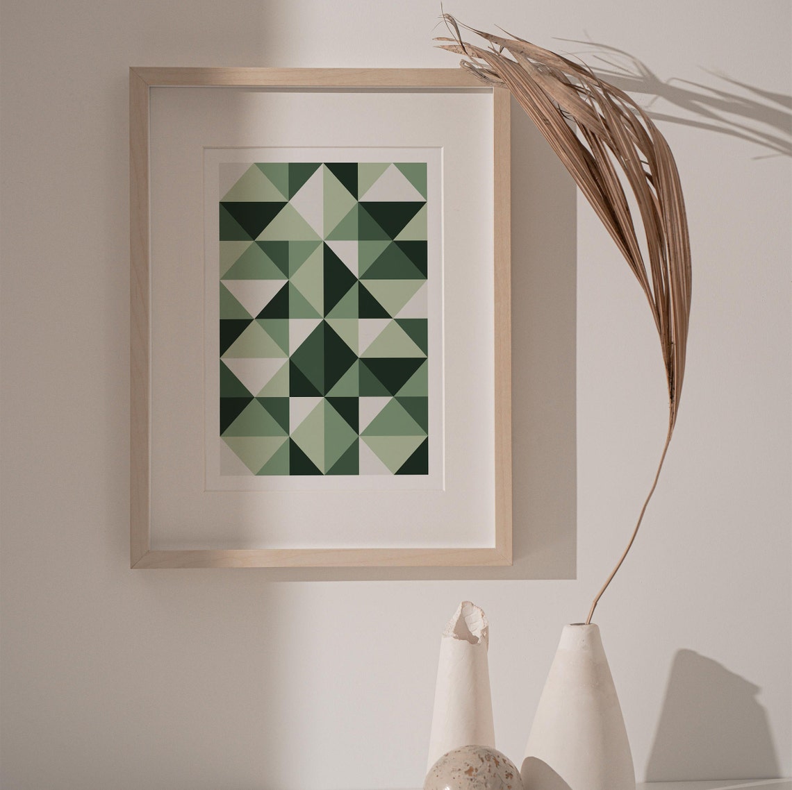 Geometric Print Green Wall Art Wall Art Print Instant Green Prints Green Print Triangle Print Wall Art - Image 3