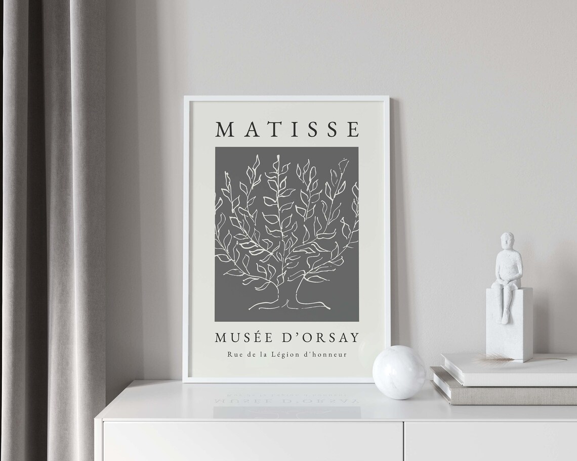 Matisse-Inspired Grey Tree Wall Art, Art Print - Image 4