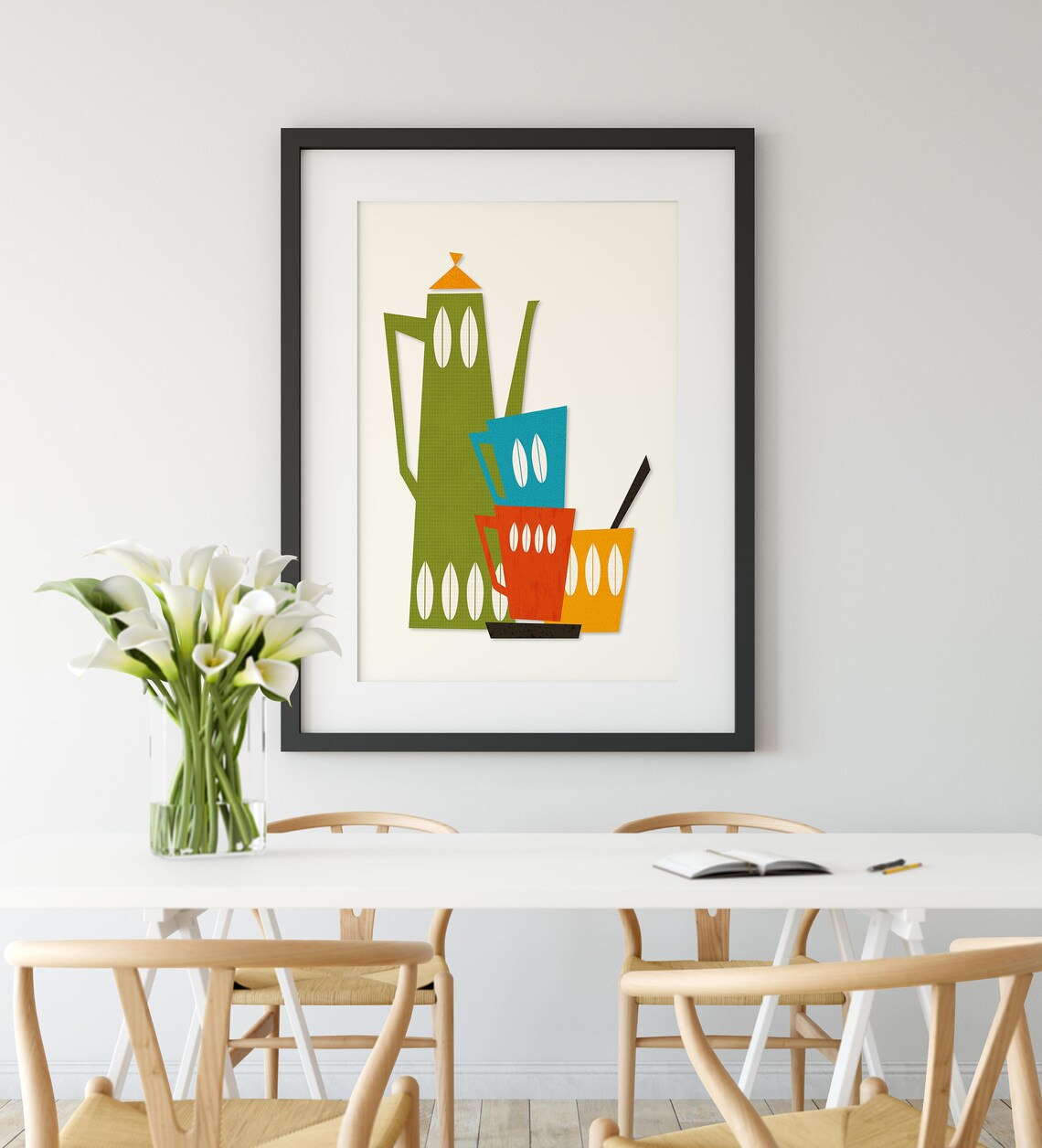 Mid Century Modern Teapot Kitchen Wall Art Print - Image 2