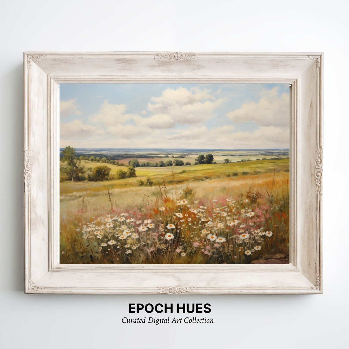 Rustic Landscape Painting Countryside Fields Instant Wall Art Nature Decor Vibrant Meadow Scenery - Image 3
