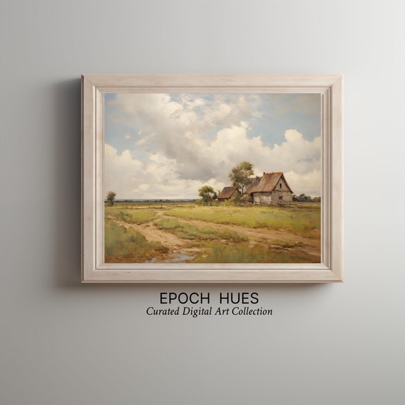 Rustic Countryside Landscape Print Farmhouse Decor Wall Art Country Scene Instant Home Interior Design