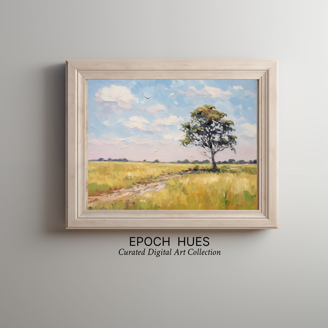 Impressionist Landscape, Lone Tree Field Art Print - Image 2