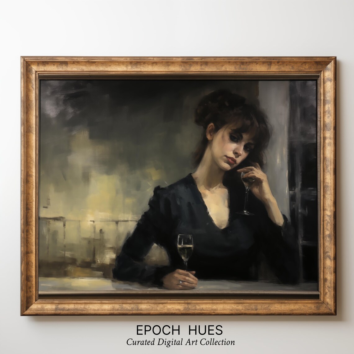 Woman With A Wine Glass Moody Impressionist Evening Style Poster