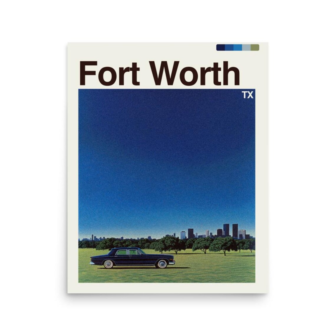 Fort Worth Travel Poster, Texas Urban Landscape