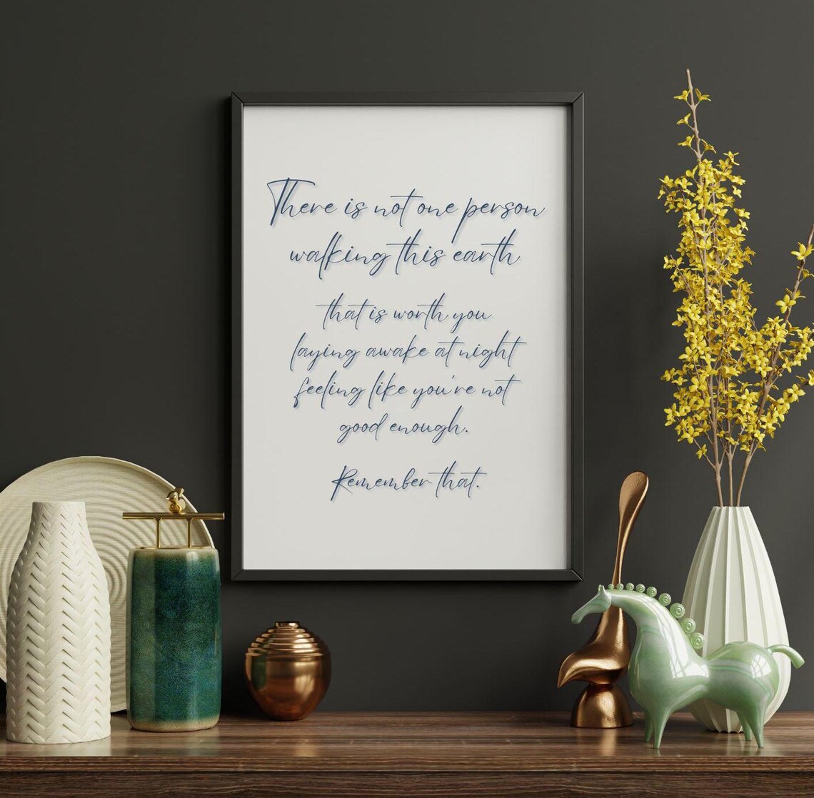 You Are Good Enough Self Love Motivational Quote Script Wall Art Poster - Image 2