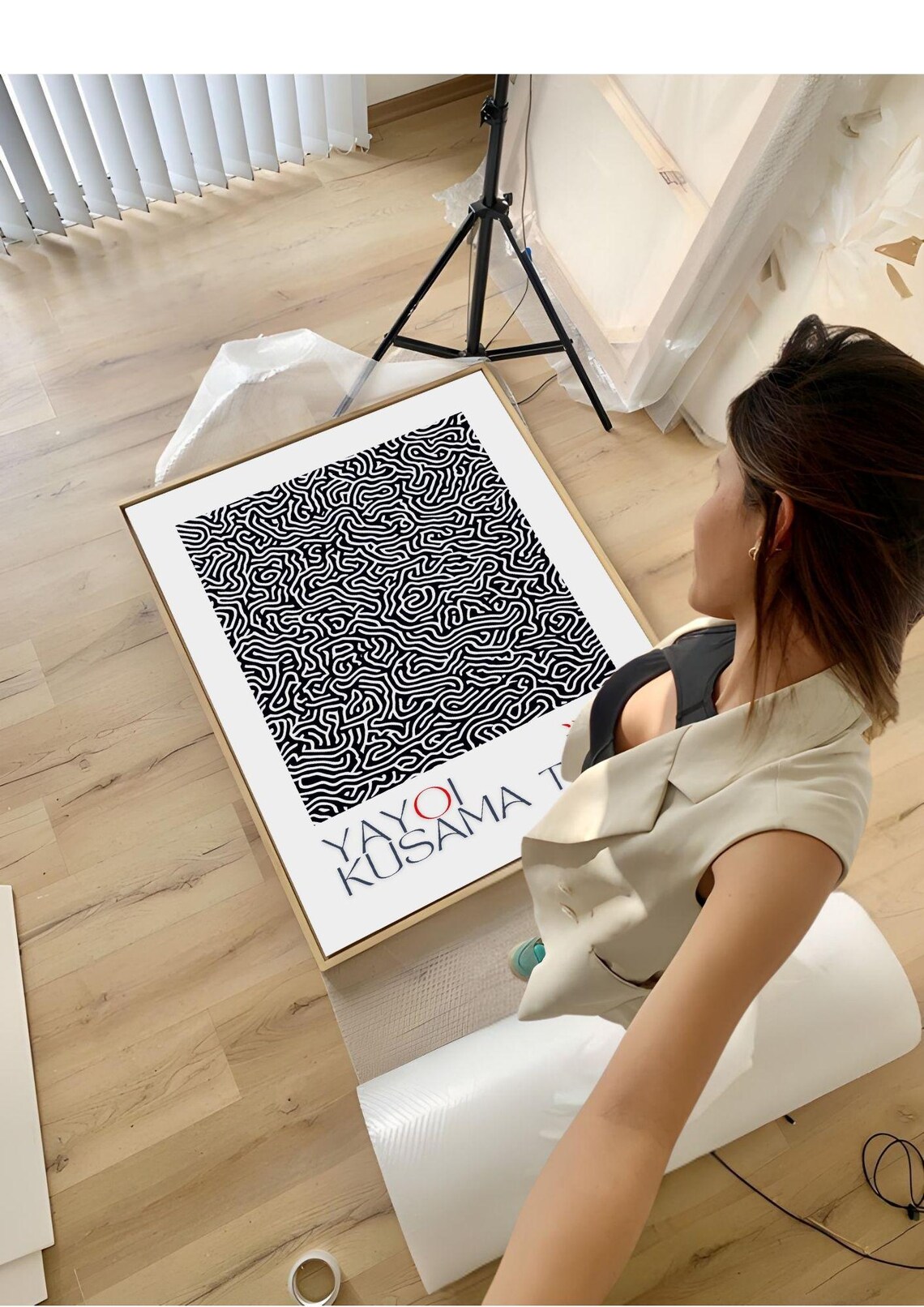 Yayoi Kusama Tokyo Maze Labyrinth Black White Abstract Exhibition Poster - Image 4