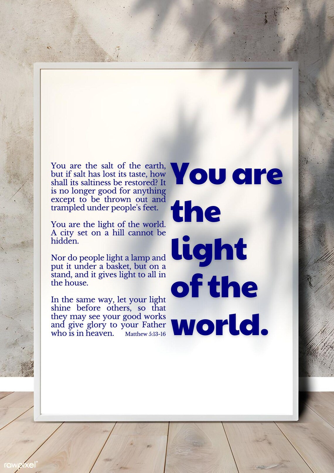 You Are The Light Of The World Blue Typography Scripture Wall Art Poster - Image 3