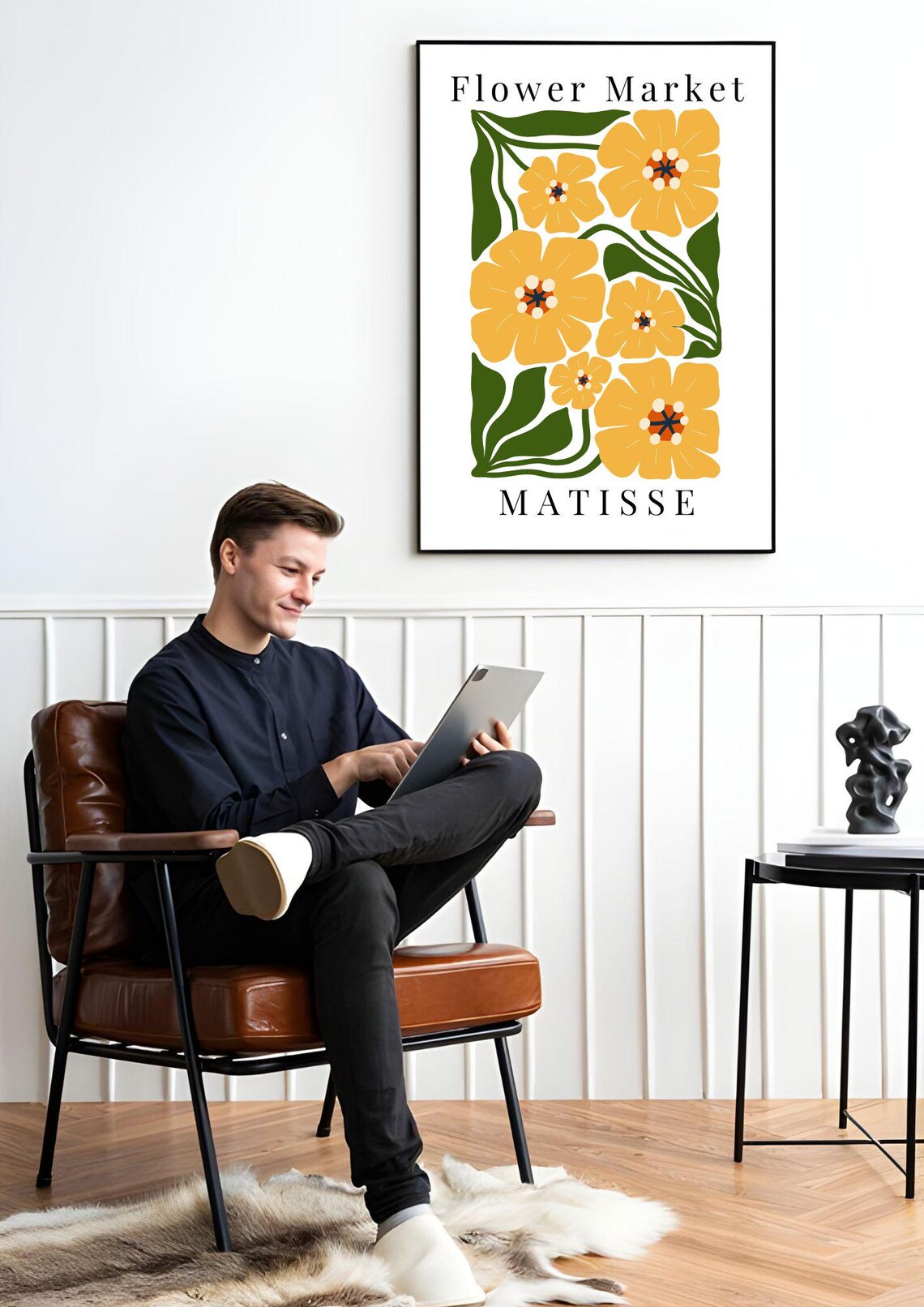 Matisse Flower Market Yellow Floral Botanical Illustration Wall Art Poster - Image 3