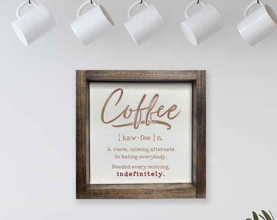 Funny Coffee Definition Funny Family Signs Farmhouse Framed Wall Decor Adult Humor Signs Coffee Bar Decor