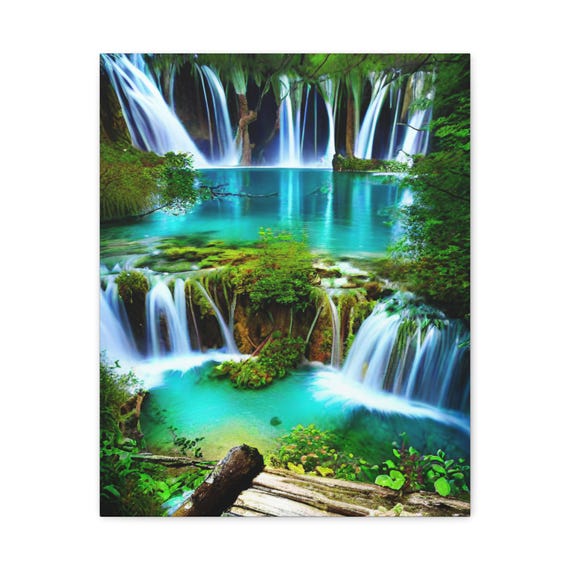 Waterfall Matte Canvas Wall Art Modern Home Decor