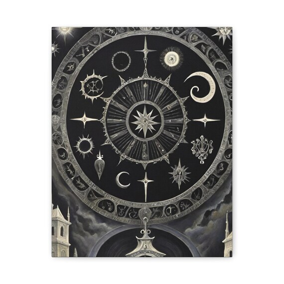 Celestial Zodiac Matte Canvas Art Print Gothic Home Decor