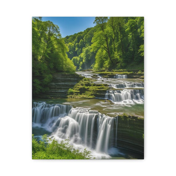 Waterfall Canvas Print Matte Stretched Wall Art Home Decor