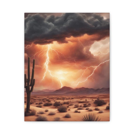 Desert Lightning Canvas Print Southwestern Wall Art