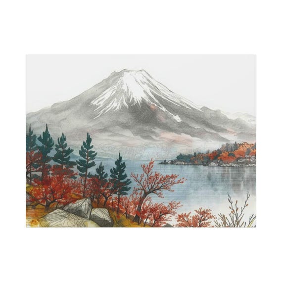 Mountain Lake Canvas Print Scenic Nature Wall Art