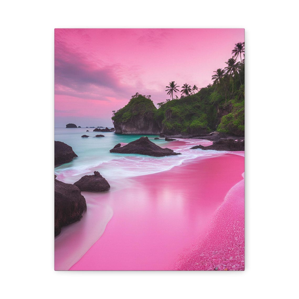 Pink Sand Beach Canvas Art Print Tropical Island Wall Decor