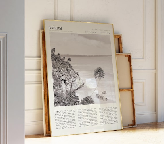 Tulum Riviera Maya Black White Travel Poster