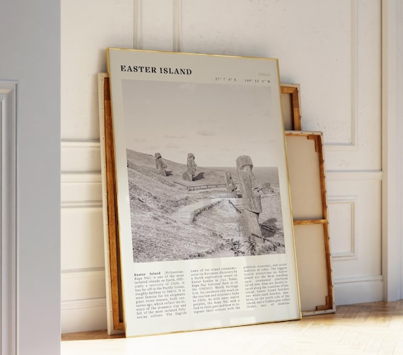 Easter Island Black White Poster Vintage Rapa Nui Print Unique Gift For History Lovers