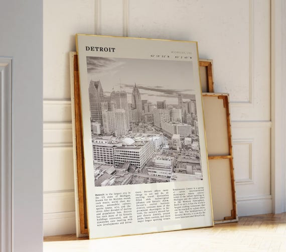 Detroit City Skyline Poster Print, Urban Gift