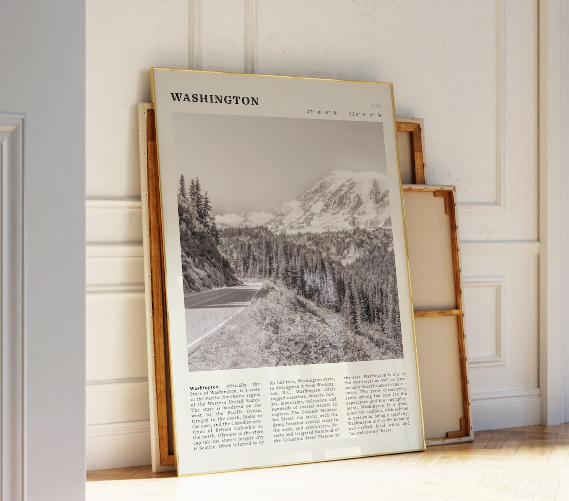 Washington Vintage USA Travel Poster, Art Print