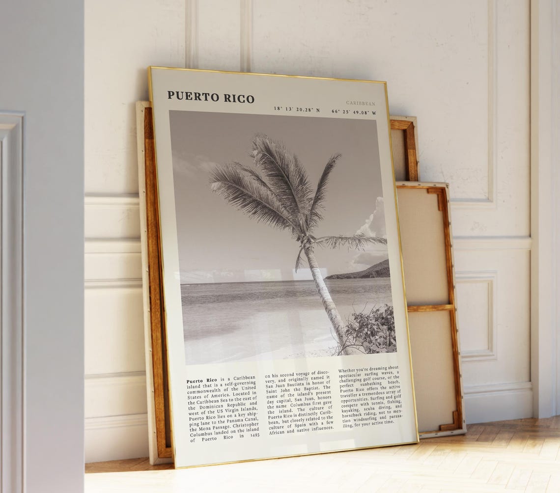 Puerto Rico Poster Caribbean Coastal Wall Art Ideal Gift For Travel And Beach Enthusiasts