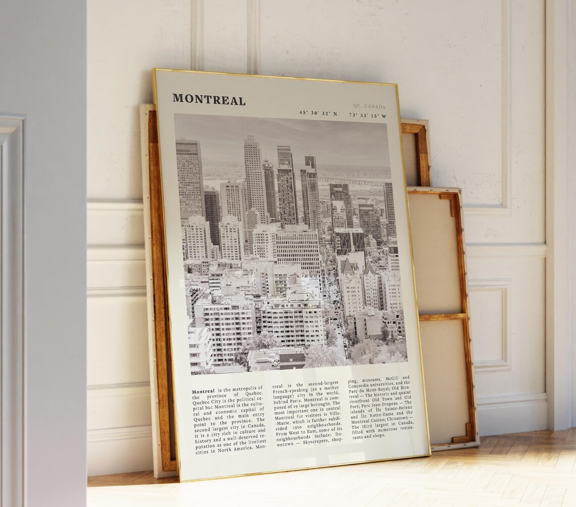 Montreal Quebec Canada Downtown Skyline Sepia Travel Photo Poster