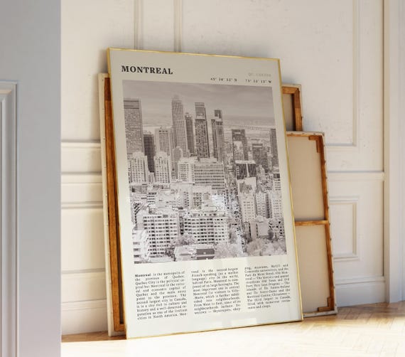 Montreal Black White Skyline Poster Vintage City Print Elegant Gift For Urban Lovers