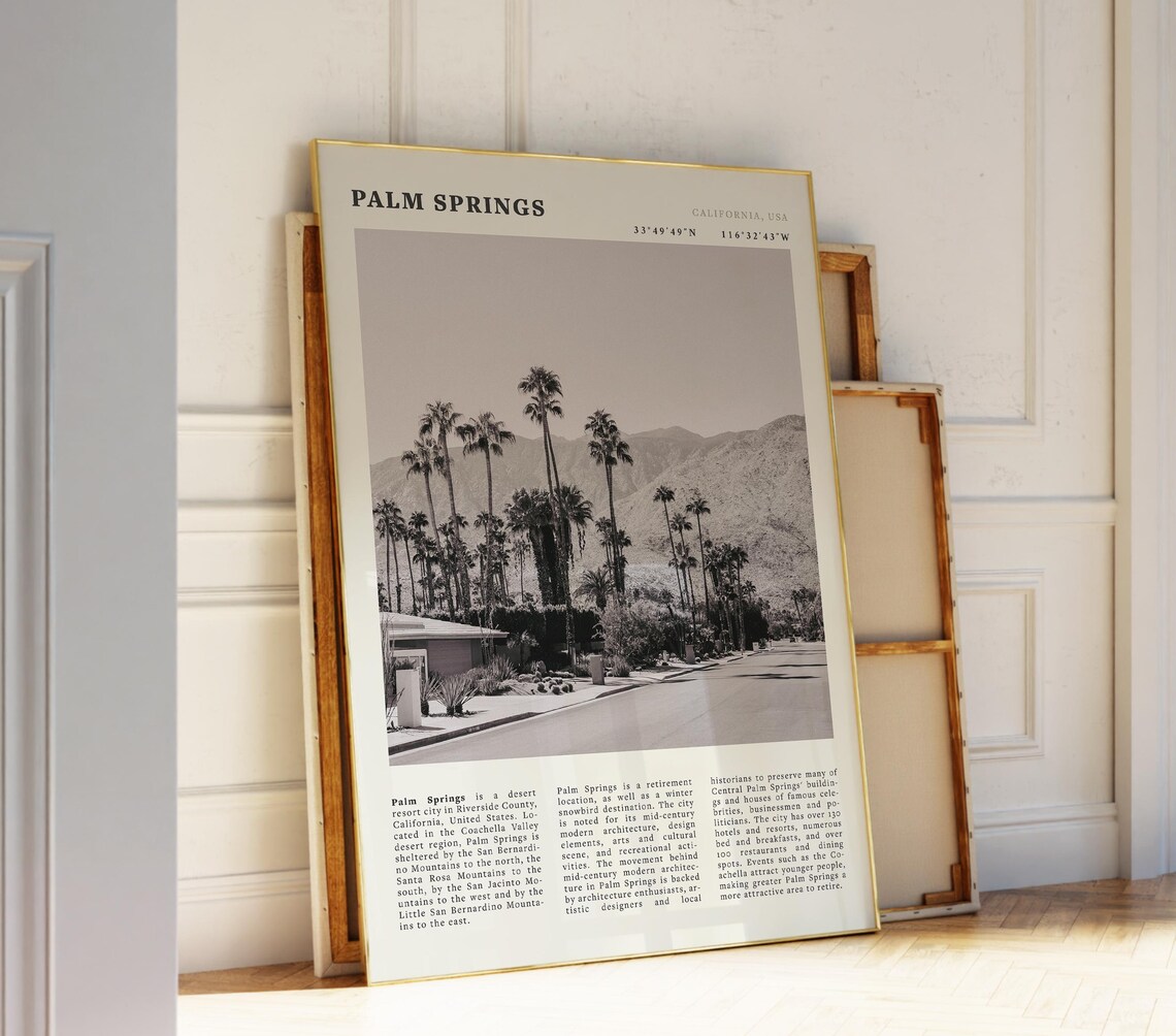Palm Springs California Desert Palms Sepia Travel Photo Poster