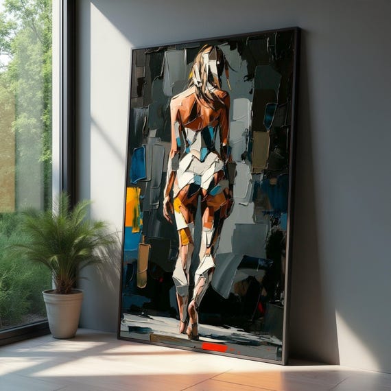 Abstract Female Figure Modern Cubist Canvas Wall Art Contemporary Nude Geometric Body Artistic Home Decor