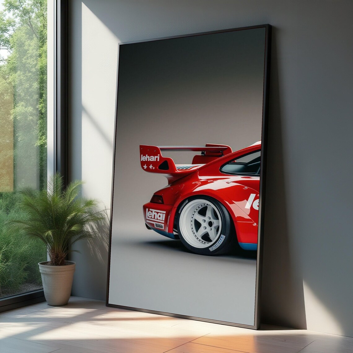 Red Porsche 911 Rear Wing Race Car Studio Photography Poster