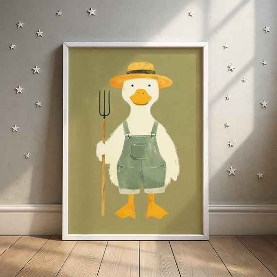 Farmer Duck Print Garden Nursery Art Kids Room Decor Wall