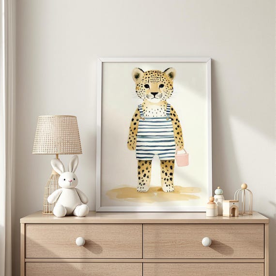 Beachready Tiger Cub Illustration Fun On The Shore Print