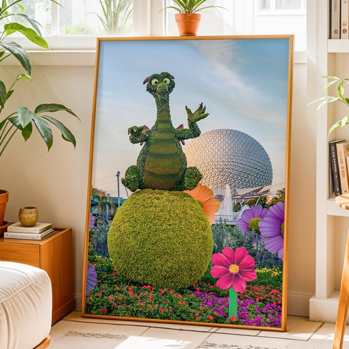 Epcot Figment Topiary Flower Garden Art Print