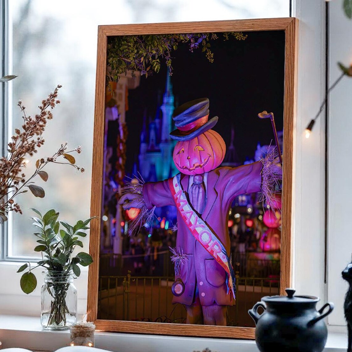 Magic Kingdom Scarecrow At Night Wall Art Disney Halloween Fall Decor Mnsshp Photo
