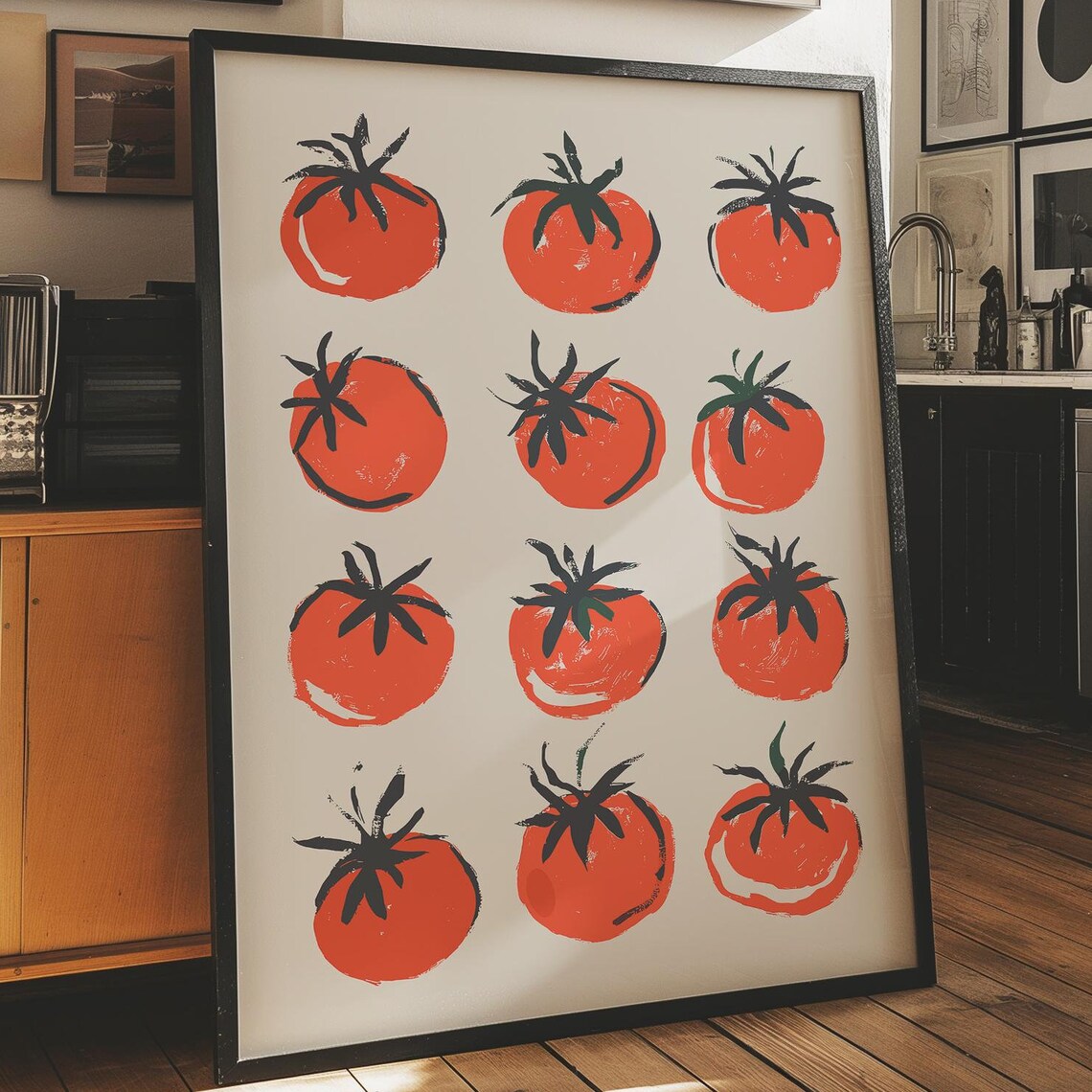 Trendy Tomato Food Poster Tomato Art Tomatoes Wall Decor Kitchen Drawing Farmhouse Kitchen Art Eclectic Kitchen Retro Kitchen Print - Image 3