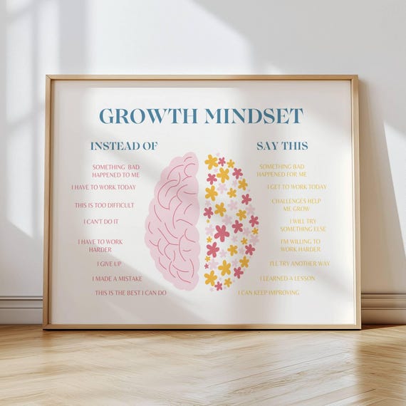 Motivational Poster Cubicle Decor Mental Health Office Wall Art Positive Quote Therapist Calming Corner