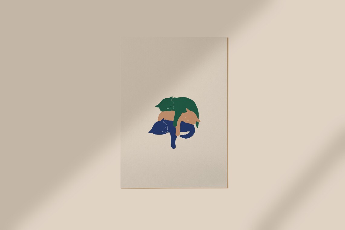 Sleepy Kitties Cute Cats Illustration Art Print - Image 2