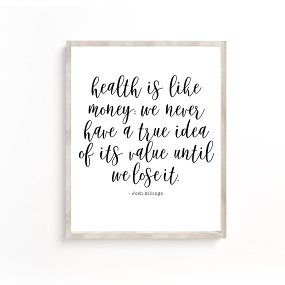 Health Is Like Money Josh Billings Quote Script Lettering Poster