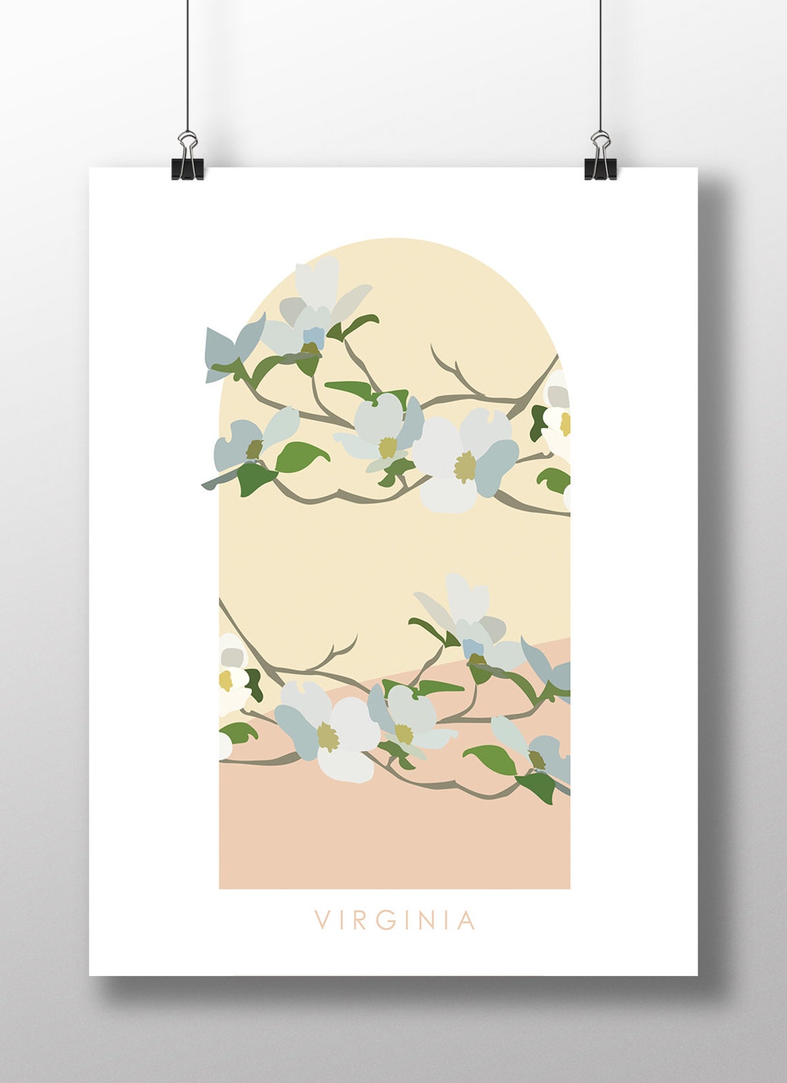 Virginia Cream White Dogwood Blossoms Spring Arch Art Poster