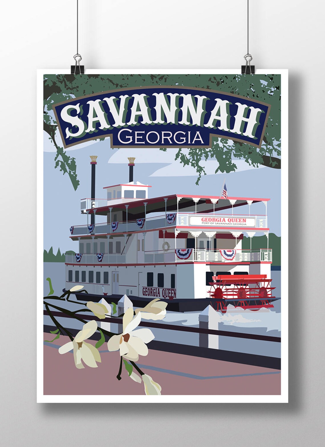Savannah Georgia Vintage Travel Poster Art Print